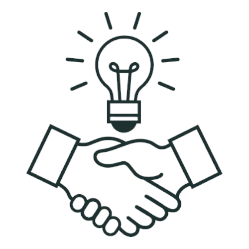 Handshake with lighbulb illuminated above doodle